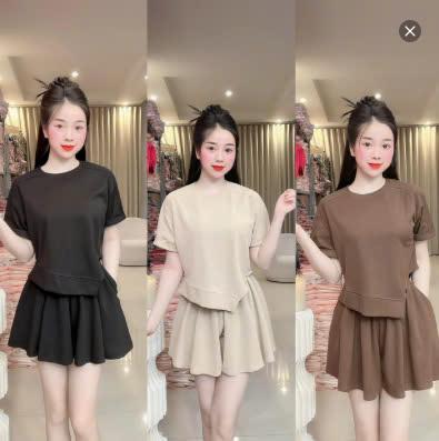 (Z14) Set thiết kế áo tay dơi tà xéo cách điệu +quần váy xếp ly xoè tôn dáng váy đi dự đám cưới đầm đi tiệc đi làm đi chơi by Thương Lê Z14