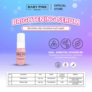 BABY PINK SKINCARE - Brightening Serum With Niacinamide - Dark Spot Serum Penghilang Flek Hitam Mencerahkan Kecantikan Alpha Arbutin & AHA untuk Cerahkan Kulit 15 mL Pria Wanita - Baby Pink Skincare Wajah Pencerah Hyaluronic Acid
