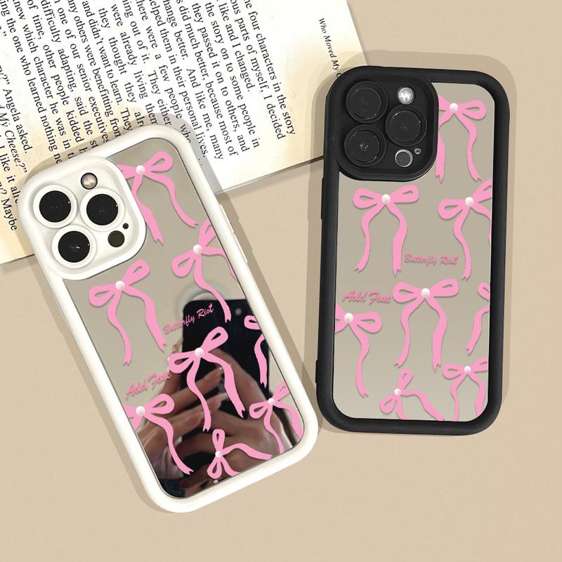 Bow Cermin Phone Case Hp Casing Softcase Compitable With Infinix Smart 8 7 6 5 Note 40 30 Hot 40 30i 10 11 Itel A70 P55 RS4 Zero 30 Tecno Spark Pova 5 20 20C Go Pro Play 2023 4G 5G C8-8009 2