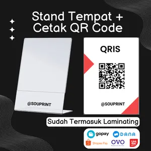 Stand Tempat Pembayaran QRIS CODE + Cetak Laminating Tebal / Tempat QRIS Pembayaran / QRIS / Pembayaran / Percetakan  Percetakan Medan / Printing Medan