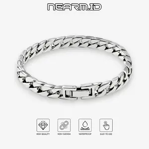 Gelang Tangan Titanium Pria Wanita Silver Anti Karat Bracelets Elegan Aksesoris gelang sisik naga