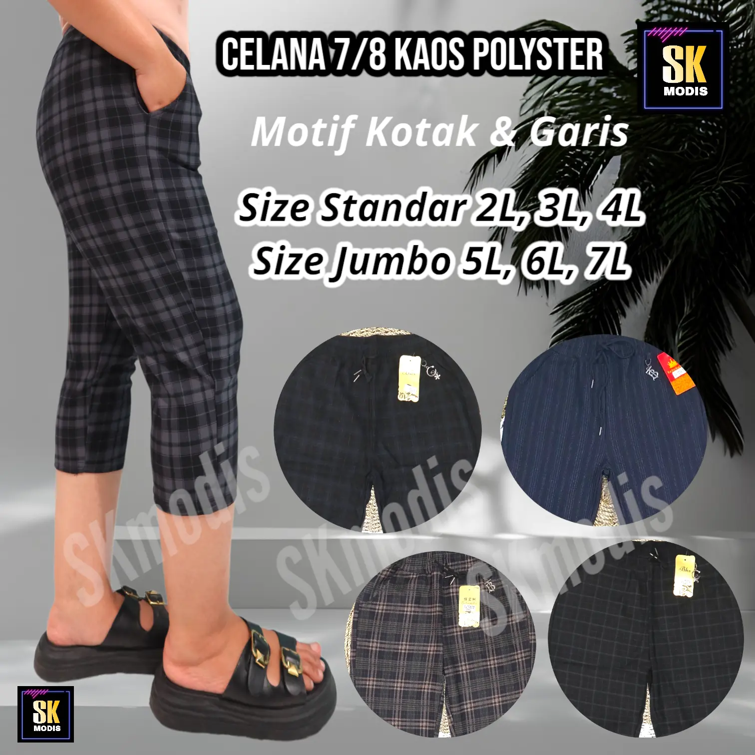 CELANA PENDEK WANITA 7/8 || CELANA KAOS POLYSTER || STANDAR DAN JUMBO || skmodis