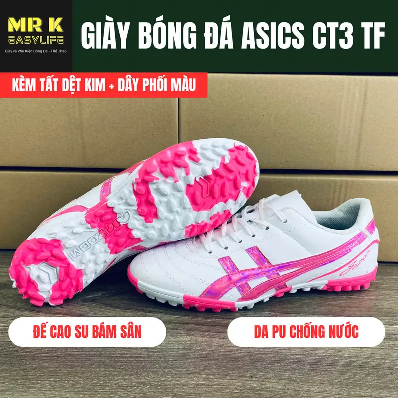 [MỚI] Giày Đá Bóng Nam ASICS CT3, đế cao su TF, khâu full đế, êm, tặng kèm tất + dây phối màu, Sport, Đá Banh sân cỏ nhân tạo, thể thao, tập thể dục 2