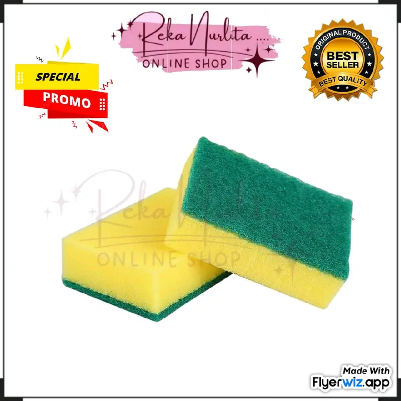 Spon Cuci Piring Spon Serbaguna Busa Kuning Hijau 0