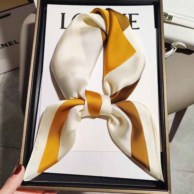 Khăn Quàng Cổ Vuông In Họa Tiết Cho Nữ, Khăn Lụa 70CM (27.55 Inch), Mô Phỏng Lụa, Tiếp Viên, Khăn Vuông Nhỏ, Khăn Choàng Văn Phòng Cho Nữ, Mới, WJ70FZS-13 Hoa Women Choàng Cổ Hoa Tai