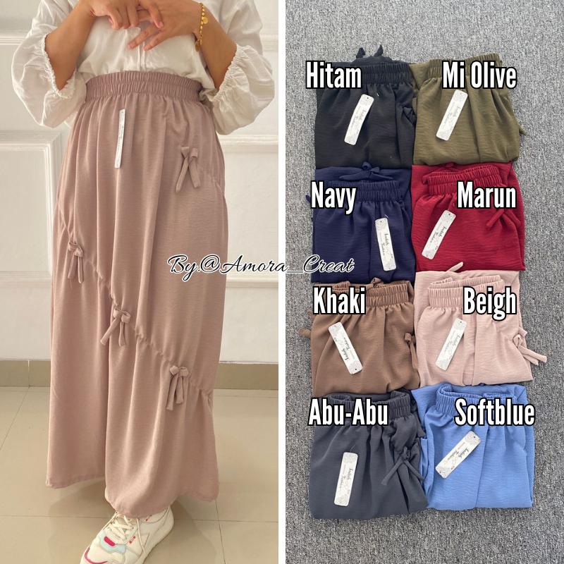 Rok Terbaru pita// rok wanita // rok dewasa // rok premium // rok pita // rok jumbo bb 40-75kg Cantik Nyaman Panjang Melar Serut Santai Pendek Variasi amora  skirt 5
