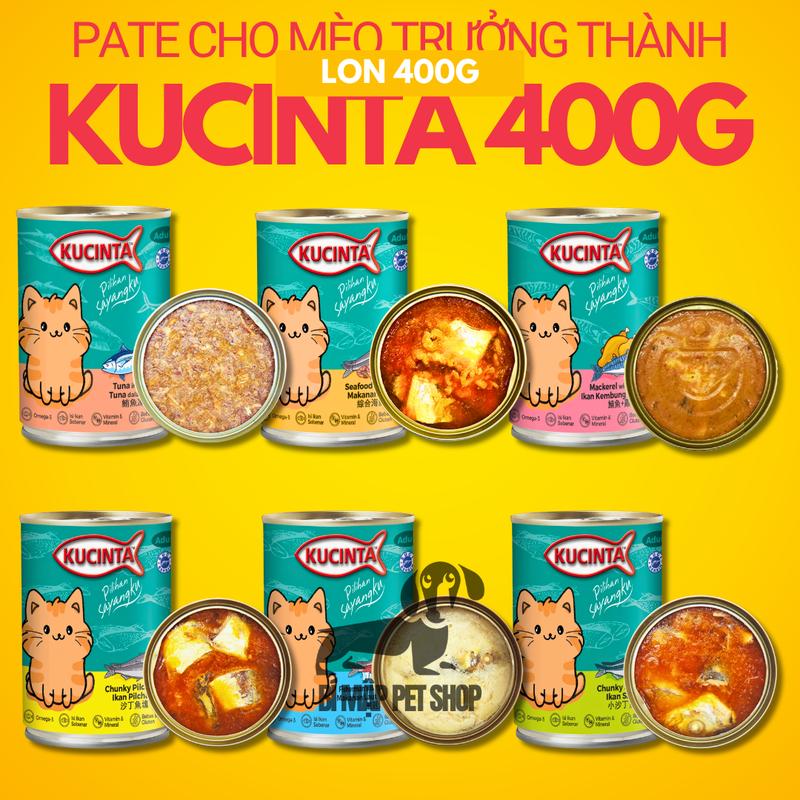 Pate Cho Mèo KUCINTA LON 400G Cho Mèo Trưởng Thành - Thức Ăn Dạng Lon Giá Rẻ…