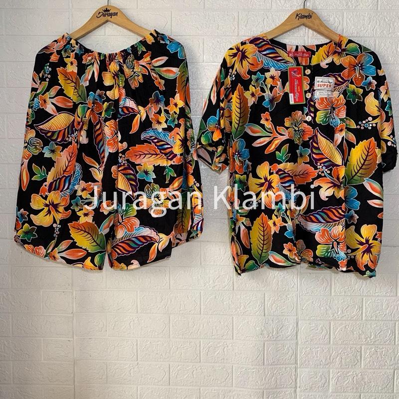 SETELAN MAXI L4 LD 140 SUPER JUMBO KENCANA UNGU LABEL MERAH Setelan jumbo bunga Lengan pendek Cantik Motif 6
