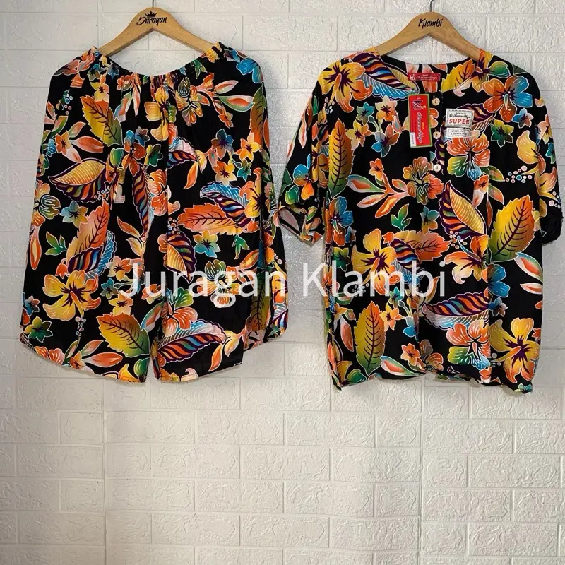 SETELAN MAXI L4 LD 140 SUPER JUMBO KENCANA UNGU LABEL MERAH Setelan jumbo bunga Lengan pendek Cantik Motif 5