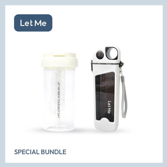 Gambar Letme Bundle Set 2 Botol Minum Infused Teh Buah Transparan 350ml + Botol Infused Water 600ml dengan Sedotan dan Filter Bottles Kitchenware Silikon LM-2131+2032 - Transparant+Putih dari Letme Home Living Kab. Tangerang Tokopedia