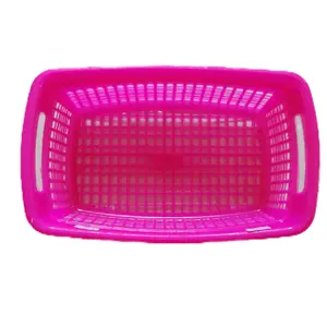 Keranjang Plastik Warna Pink dengan Pegangan untuk Laundry dan Belanja