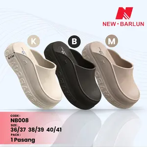 NEW BARLUN Sandal Wanita NB008 Terbaru/Sepatu Sendal Slip On New Barlun II Sendal Karet Kekinian