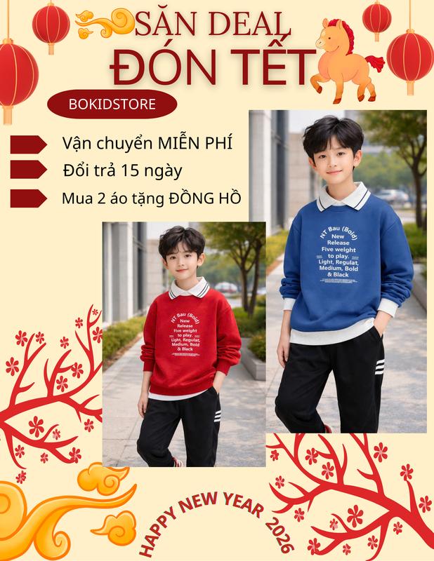 MUA 2 ÁO TẶNG 1 ĐỒNG HỒ - CÓ LÓT LÔNG ÁO nỉ lót lông cáo cho bé trai từ 16-46kg cổ len ấm áp áo hoodie