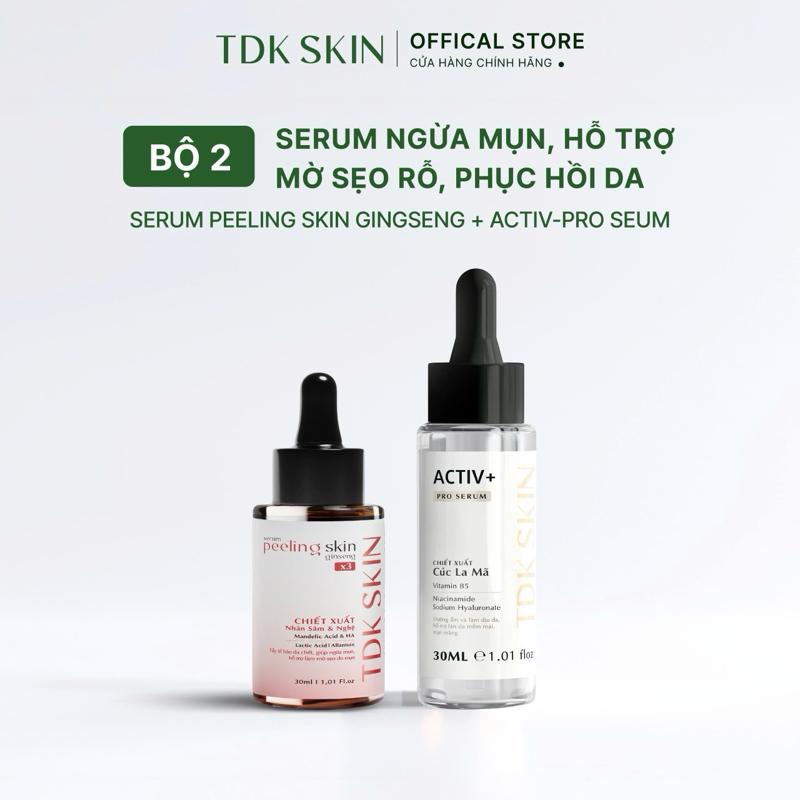 Combo bộ chăm sóc da Serum Peeling Skin Ginseng X3 + Serum phục hồi Activ-Pro Serum tẩy da chết cải thiện sẹo rỗ mụn - TDK SKIN