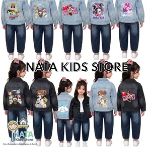 JAKET JEANS ANAK PEREMPUAN MOTIF SABLON 3D MODEL TERBARU USIA 1-7 TAHUN. Fashion denim