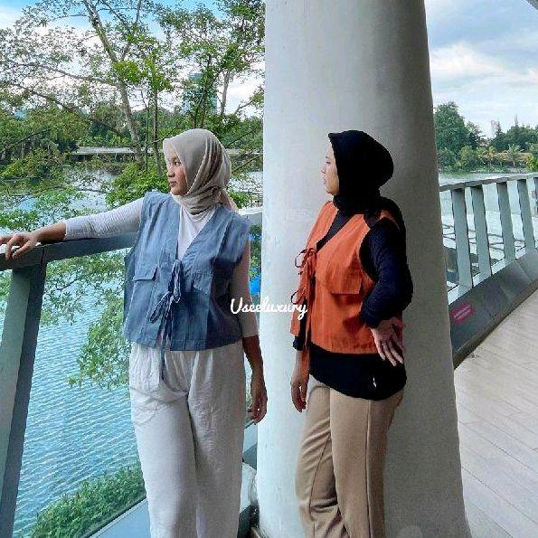 Vest Wanita Rompi Vintage Polos Korean Style Premium Model Kekinian Atasan Katun Tebal Casual  Pendek Kamisol 3