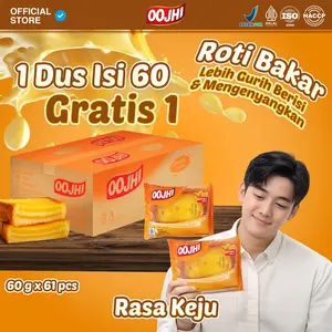 OOJHI Roti Panggang Bakar 1 Dus Isi 60 pcs Rasa Cokelat dan Rasa Keju Camilan Bersertifikat BPOM & Halal 60g