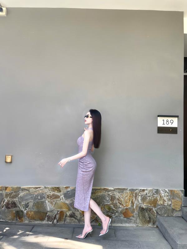 (M04) - Đầm thun gân cotton body ba lổ nhúng eo duyên dáng 3
