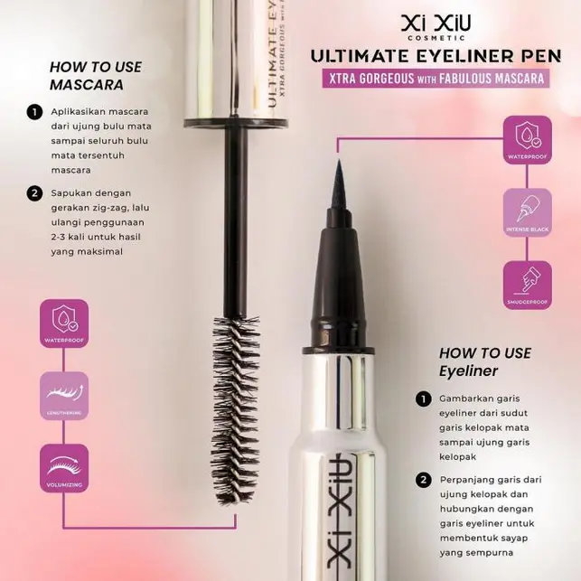 XI XIU 2 IN 1 MASCARA & EYELINER / WATERPROOF 2