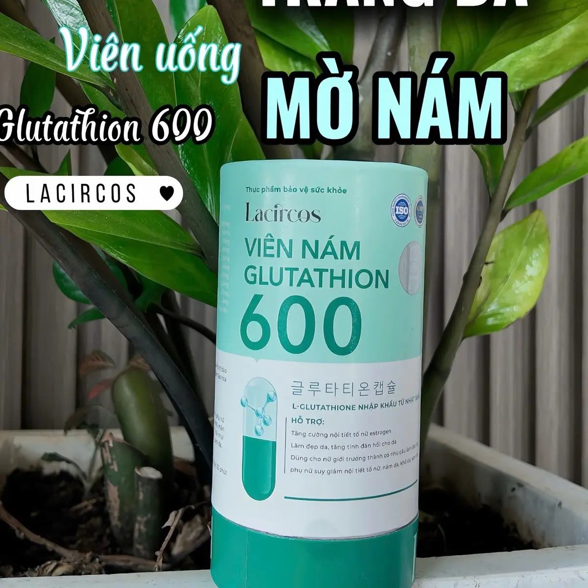 Mẫu mới -Viên uống Glutathione 600 hỗ trợ trắng da, làm đẹp da -hộp 30 viên ++
