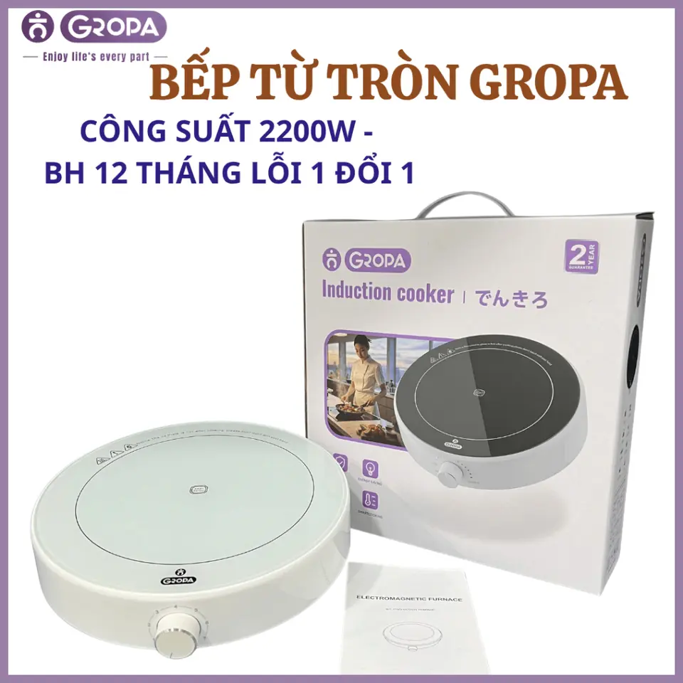 Bếp Từ Tròn Công Suất 2200W Bảo Hành 12 Tháng Lỗi 1 Đổi 1
