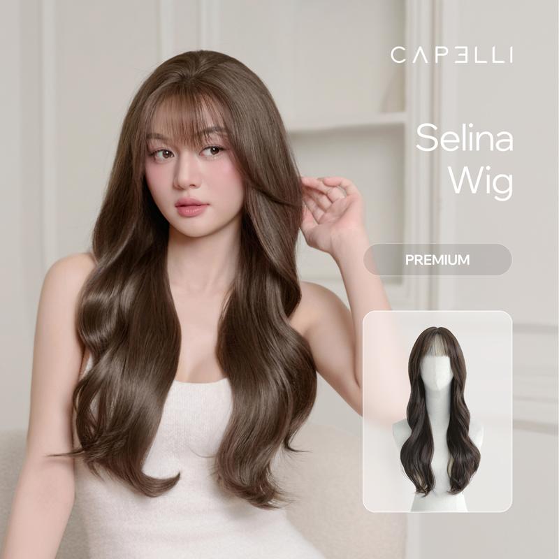 Tóc Giả Nguyên Đầu Siêu Da Lưới Lace CAPELLI Xoăn Lơi Mái Thưa Selina Premium Wig