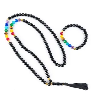 CGG Tasbih 108 Butir Japamala Beads 7 Chakra Necklaces Tree Of Life Handmade For Women and Men Jewellery Set Maditation Yoga Bracelets