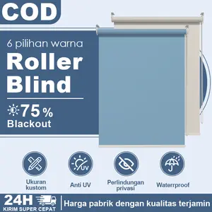 Roller Blind Jendela Blackout 75% Tirai Gulung Jendela Tahan Air Tahan Jamur Mudah Dibersihkan Gorden Tarik Gulung Cocok Untuk Rumah Kantor Dua Sisi Warna Yang Sama