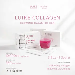 LUIRE Collagen Peptide 10.000mg - Paket Triple Box (45 sachet) Minuman Serbuk Rasa Stroberi Kolagen Pemutih Badan | Collagen Peptide Drink |