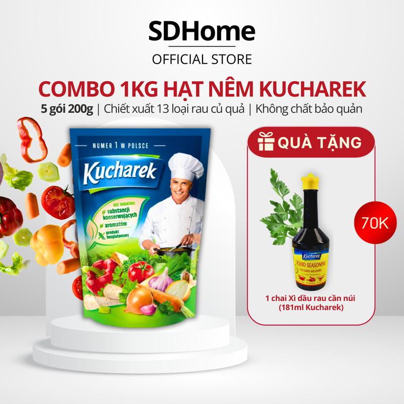 <DATE MỚI> COMBO 1KG Hạt nêm rau củ Kucharek gói 200g - Không chứa cholesterol | Không chứa chất bảo quản | Gia Vị Bột Hành muốikhôngcay Vị Không Chua bột nêm organic nhà bếp