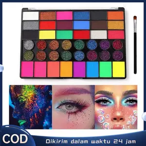 Face Painting 42 Warna Aman untuk Anak - Halloween Makeup Set Neon dengan Free Brush (Body Painting) Body Painting
