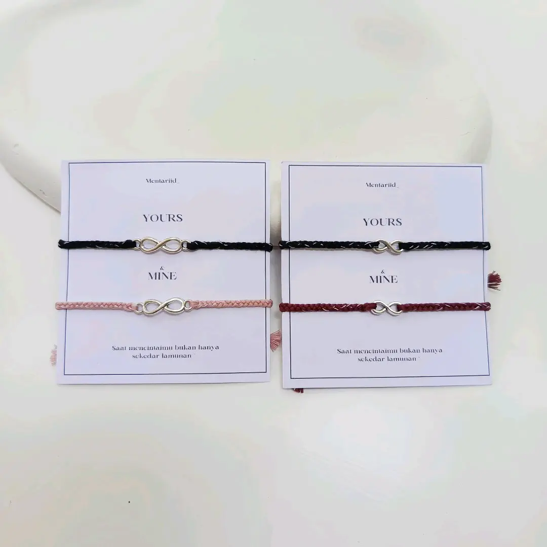 COD gelang couple infinity warna dapet sepasang | Gelang infinity couple request maroon dan hitam | hitam & dusty pink