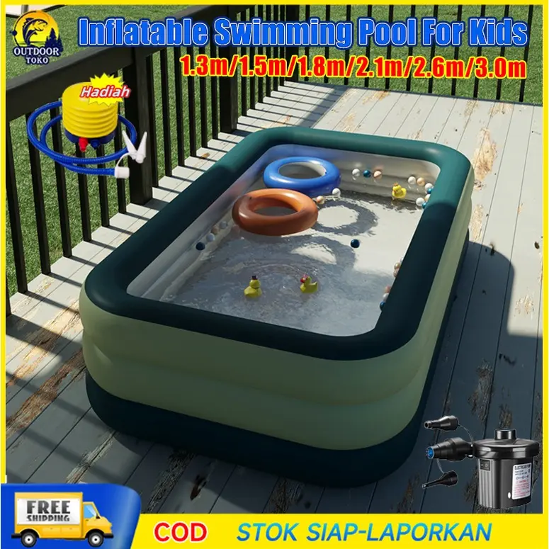 【Gratis pompa + bola*5】Kolam renang anak kecil /kolam renang anak 3 ring gelembung/kolam renang /mainan kolam renang Kolam Renang Anak / Kolam Mandi Bola Inflatable Bestway Pool 1 5 meter Kolam 4 Ring Baby SPA Murah