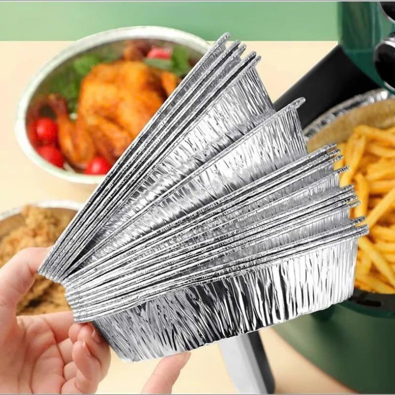  100 khay nướng giấy bạc size 22cm an toàn vệ sinh dễ sử dụng cho nồi chiên không dầu và tiệc nướng ngoài trơi 