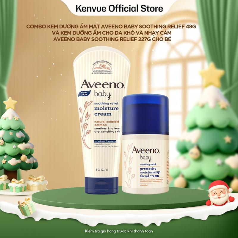   LS  Combo Kem dưỡng ẩm mặt Aveeno Baby Soothing Relief 48g và Kem dưỡng ẩm cho da khô và nhạy cảm Aveeno Baby soothing relief 227g Cho Bé 
