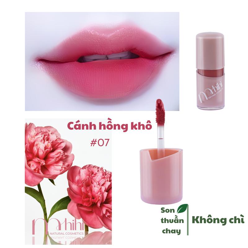 M.HiHi No.07 CÁNH HỒNG KHÔ - KEM LÌ - SON THIÊN NHIÊN KHÔNG CHÌ
