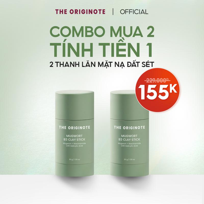 (MUA 2 TÍNH TIỀN 1- chỉ trong livestream) Combo 2 Thanh lăn mặt nạ đất sét The Originote B3 Clay Stick Mask hỗ trợ cải thiện làn da 30G