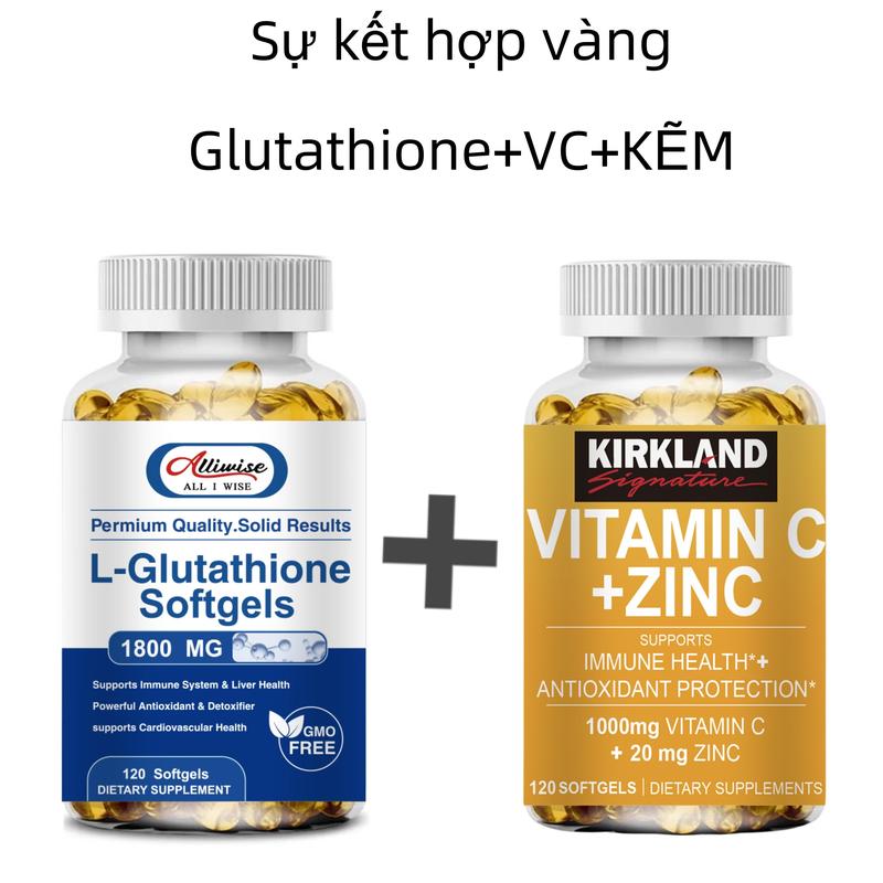 Sự kết hợp vàng đã có mặt! Viên nang thực vật Glutathione 1800 mg với vitamin C và viên nang kẽm có thể giúp làm trắng da, chống oxy hóa, chống lão hóa, chống oxy hóa và hỗ trợ miễn dịch, v.v.