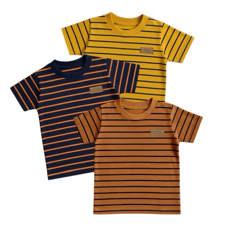 Kaos anak stripe earthtone series by polca. Fashion