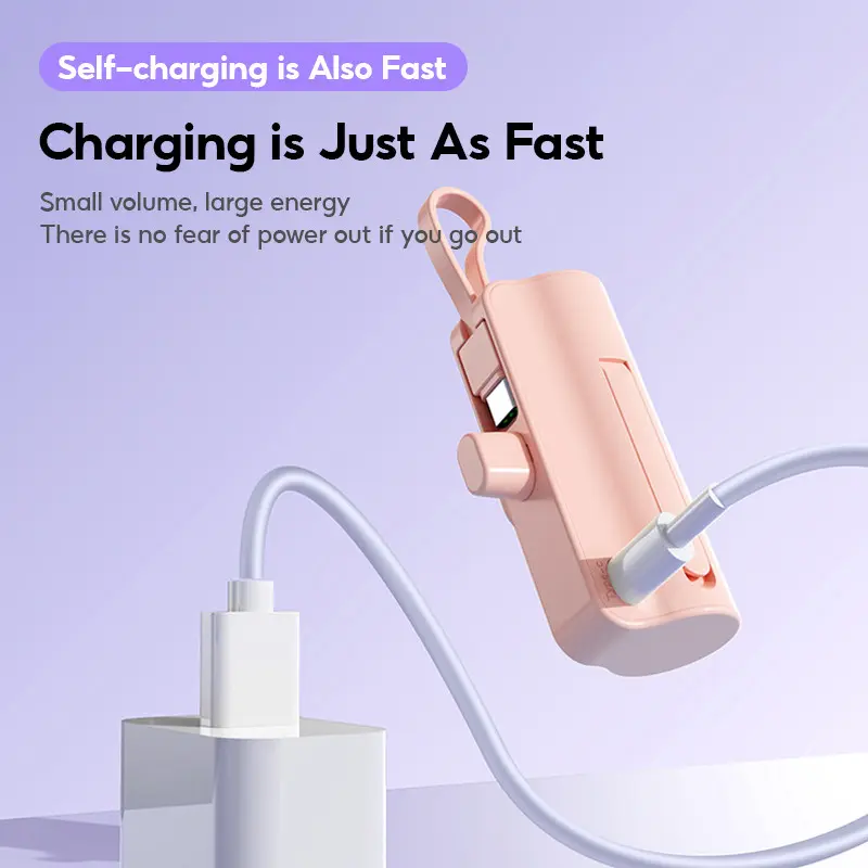 Power Bank Wireless Mini 5000mAh Powerbank Awet Tahan Lama Lightning/Tipe C 5V/2A Fast Charging Pengisian Cepat Baterai Pengisi Daya Portabel Untuk iPhone dan Android Bank Daya Original Asli Terbaik Power Bank 5000mAH /charger iphone/Charger fast charging 1