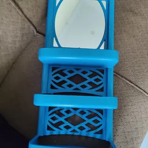 CERMIN GANTUNG PLASTIK / RAK KAMAR MANDI SERBAGUNA /  RAK SABUN LUXURY Biru Hijau