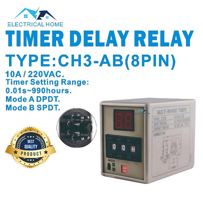 Gambar Timer Delay Relay CH3-AB PNC 220VAC dari ELECTRICAL HOME Kota Surabaya Tokopedia