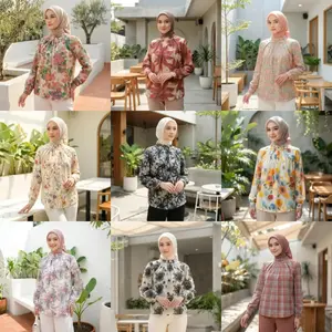 Asaya Atasan Kemeja lengan panjang model baru dan bergaya trendi casual untuk wanita elegant ZHSZCS9288