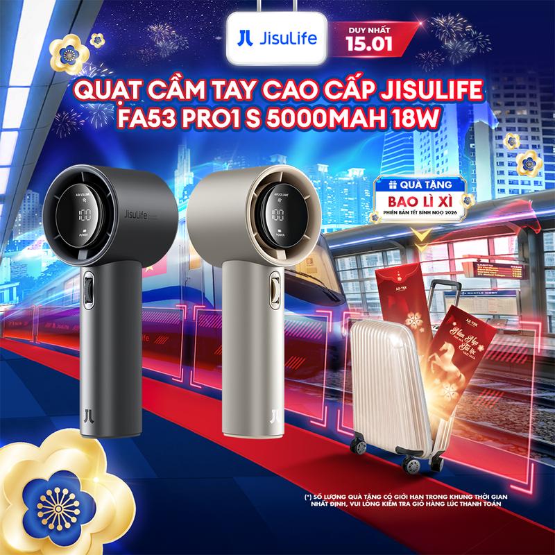  Quạt Cầm Tay Cao Cấp JISULIFE FA53 Pro1 ABS và Pro1S - Con Lăn 100 Tốc Độ - Màn LED Hiển Thị - Sử Dụng Đến 15H Bảo Hành 12 Tháng 