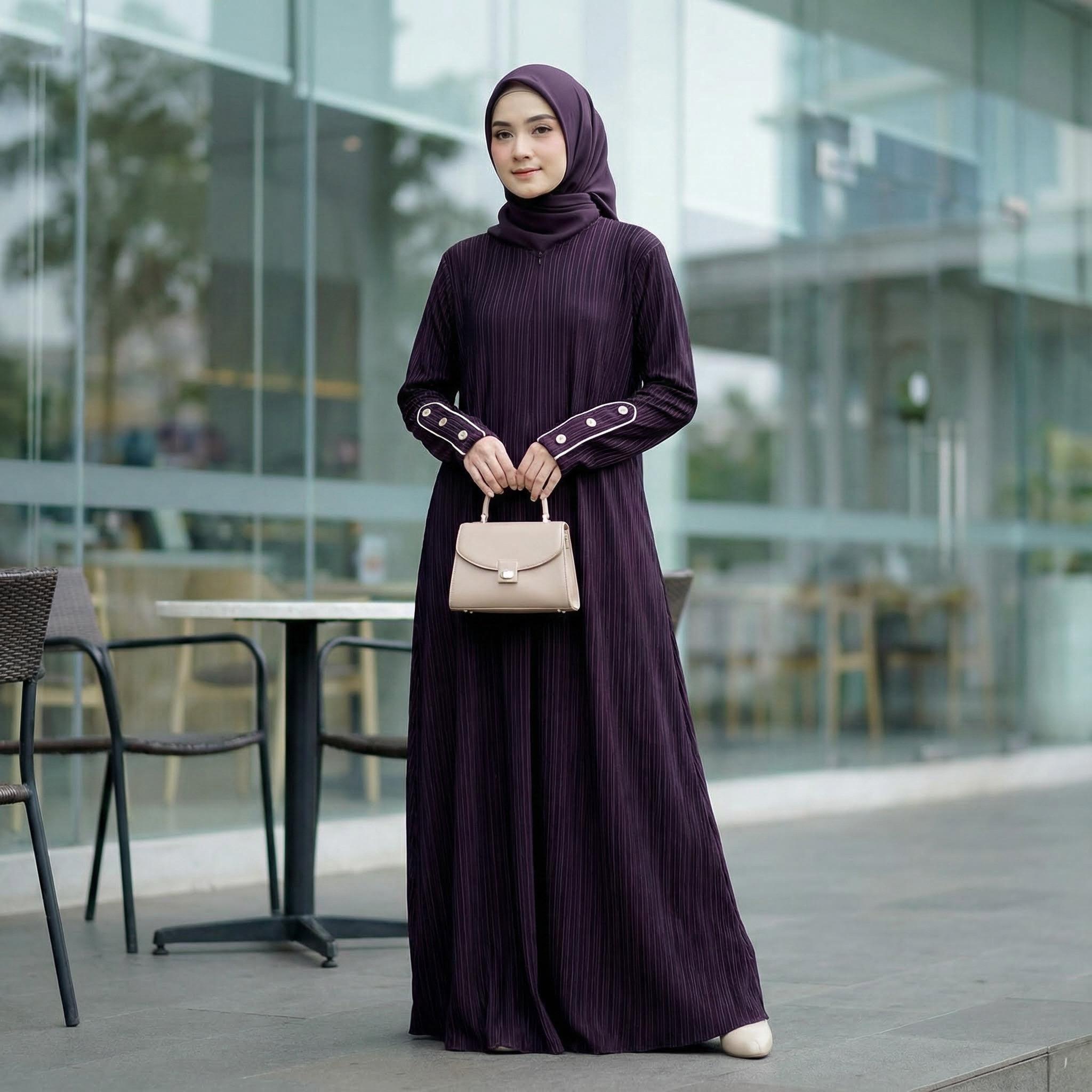 Ameera Dress Luxe Strip Gamis Daily Bahan Kordru Size M-L XL-3L XXL-XXXL Streetch Flowly Elegant Ameera Dress Luxe Strip Gamis Daily Bahan Kordru Size M-L XL-3L XXL-XXXL Streetch Flowly Elegant