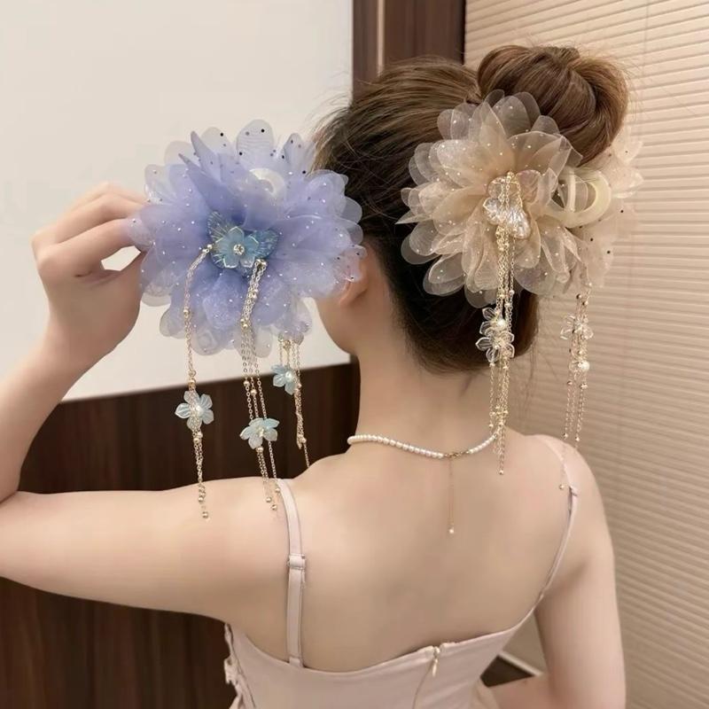 Kẹp tóc đính đá kèm tua rua sang trọng tính tế dành cho nữ