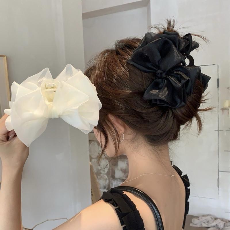 (Kẹp dọc 11-13cm) PHOM TO Hàng cao cấp Kẹp tóc nơ voan siêu phồng xinh xắn, phong cách Hàn Quốc thanh lịch, sang trọng - Hàng thiết kế của Tũn