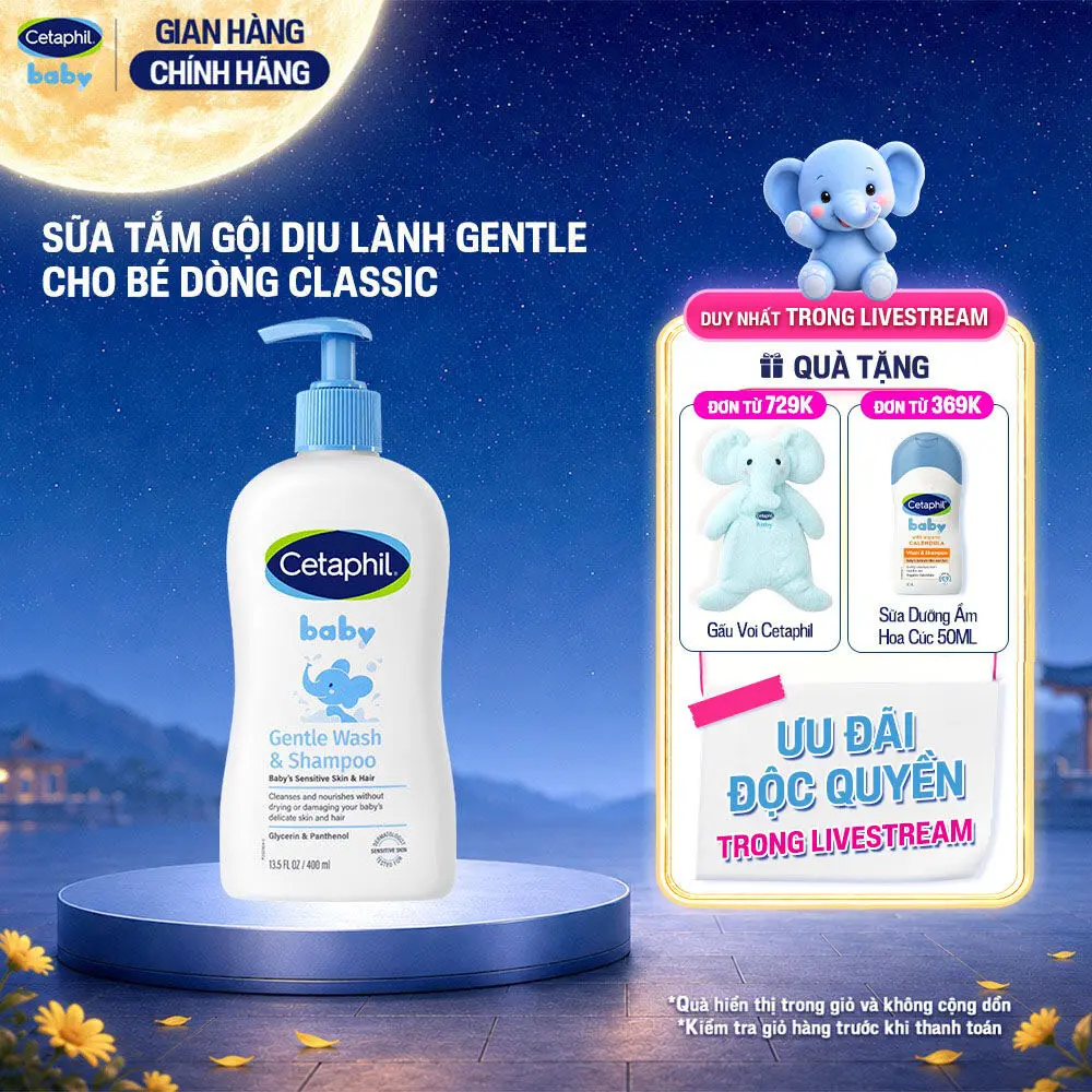 Sữa tắm gội dịu lành cho bé CETAPHIL BABY GENTLE WASH & SHAMPOO 400ML