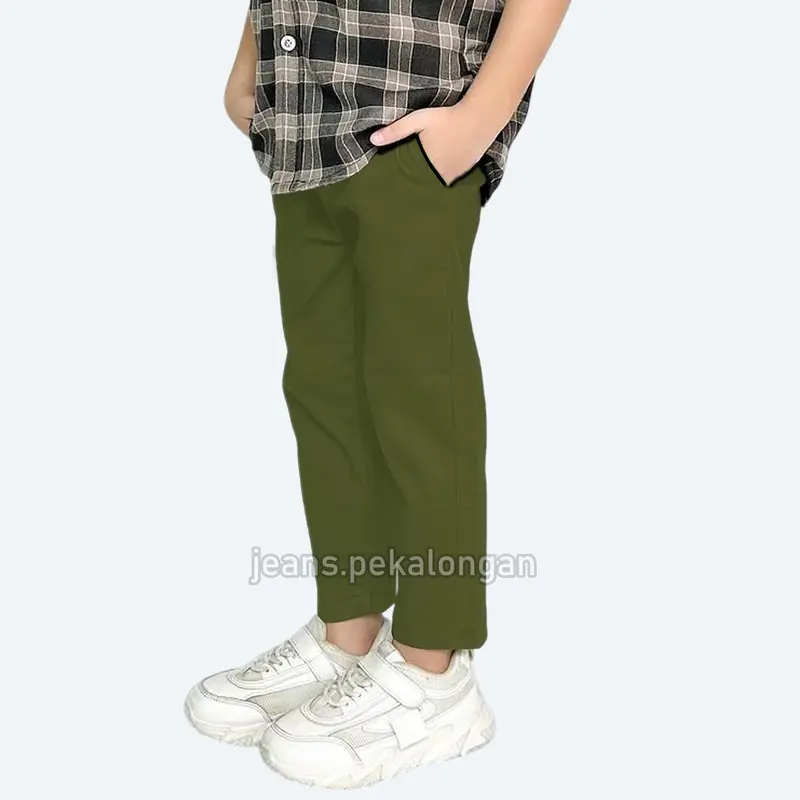 Celana panjang Chino anak laki-lakiusia 1-13 tahun twill stretch slim fit combed kids unisex Katun Cotton 6