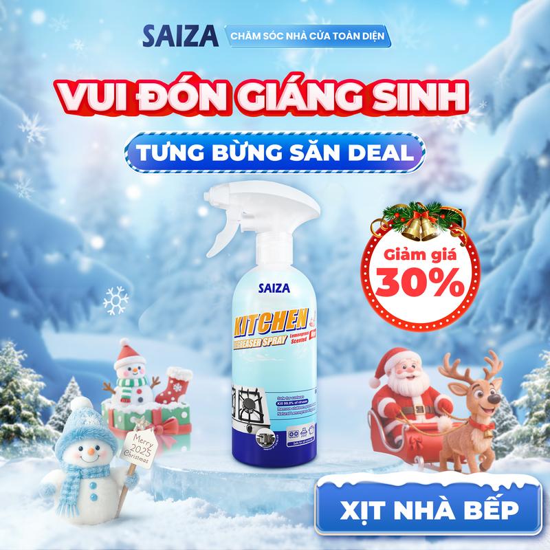   DEAL SỐC – TẠM BIỆT DẦU MỠ  SAIZA Xịt Vệ Sinh Nhà Bếp Đa Năng 500ml Tẩy Dầu Mỡ Cứng Đầu Khử Mùi Hôi ,Thơm Hương Chanh Sả Làm Sạch Hiệu Quả Nhanh Chóng 